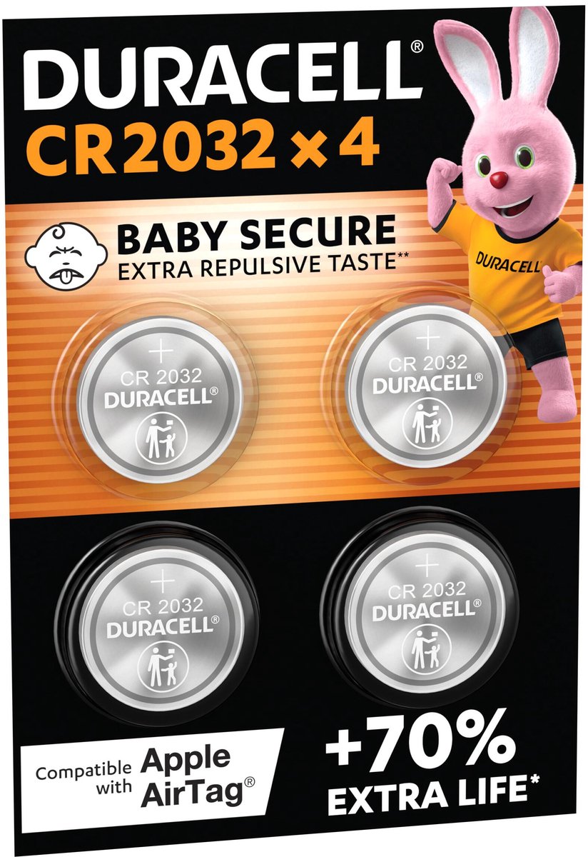 Duracell Knappcell CR 2032 3 V 4 st 220 mAh Litium Elektro 2032