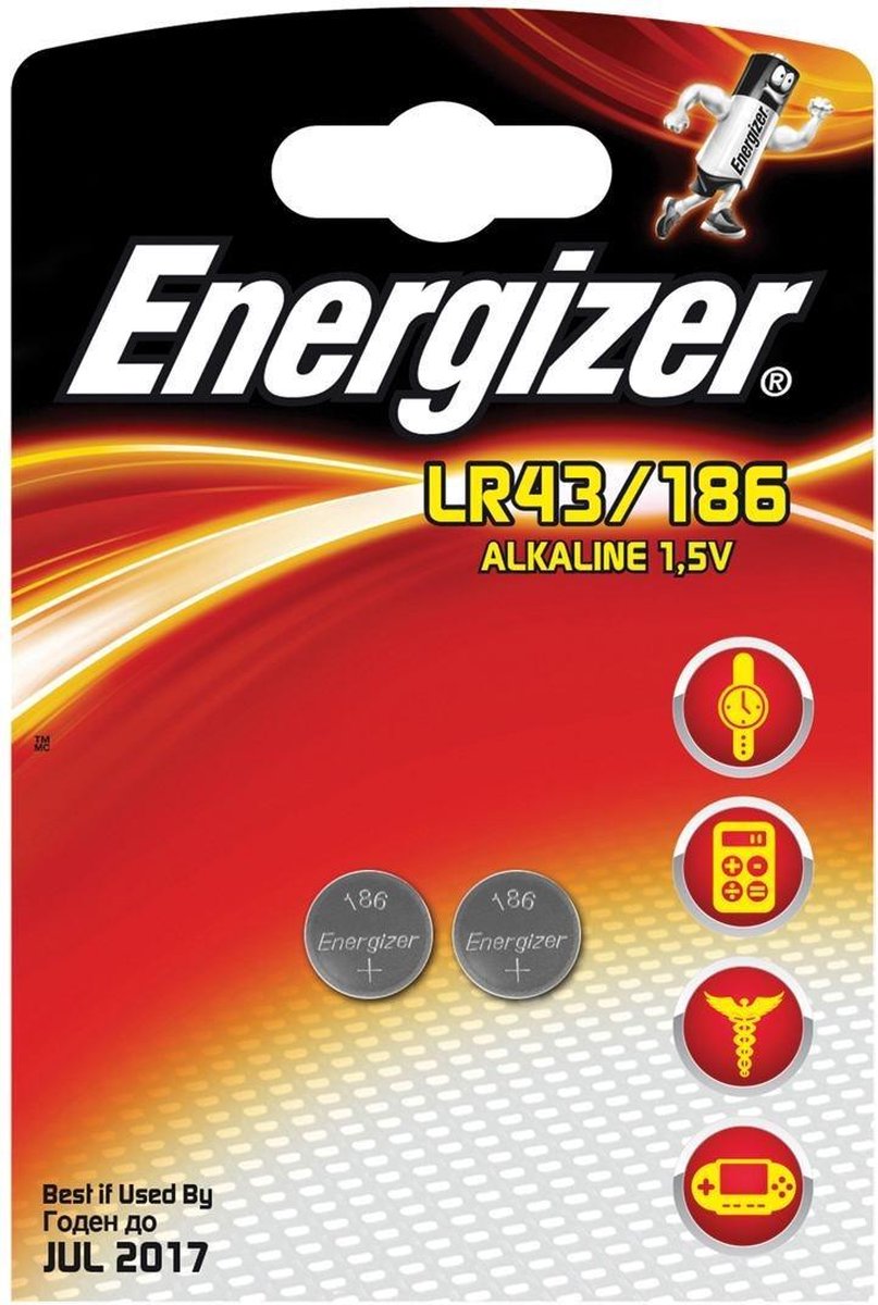 Energizer Knappcell LR 43 1.5 V 2 st 123 mAh Alkaliskt AG12