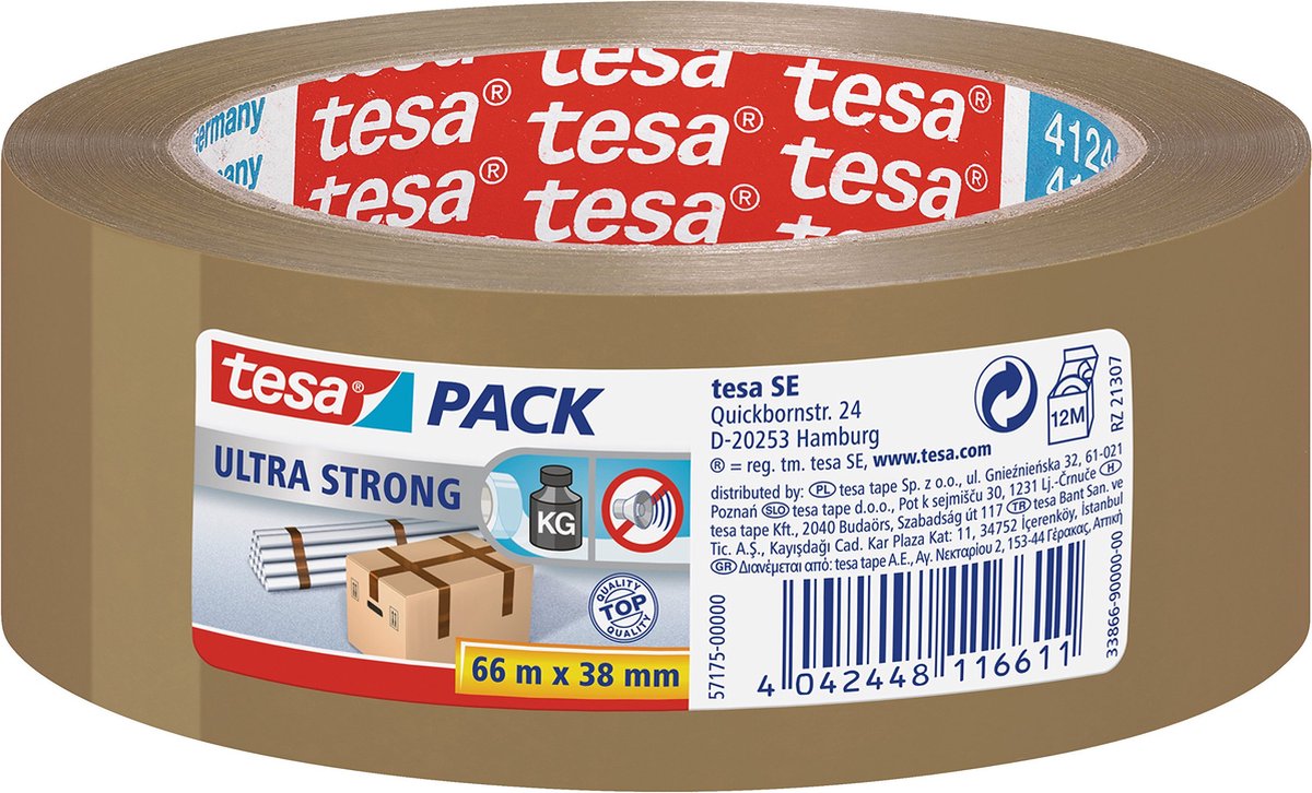 tesa ULTRA STRONG 57175-00000-02 Packtejp tesapack® Brun (L x B) 66 m x 38 mm 1 st