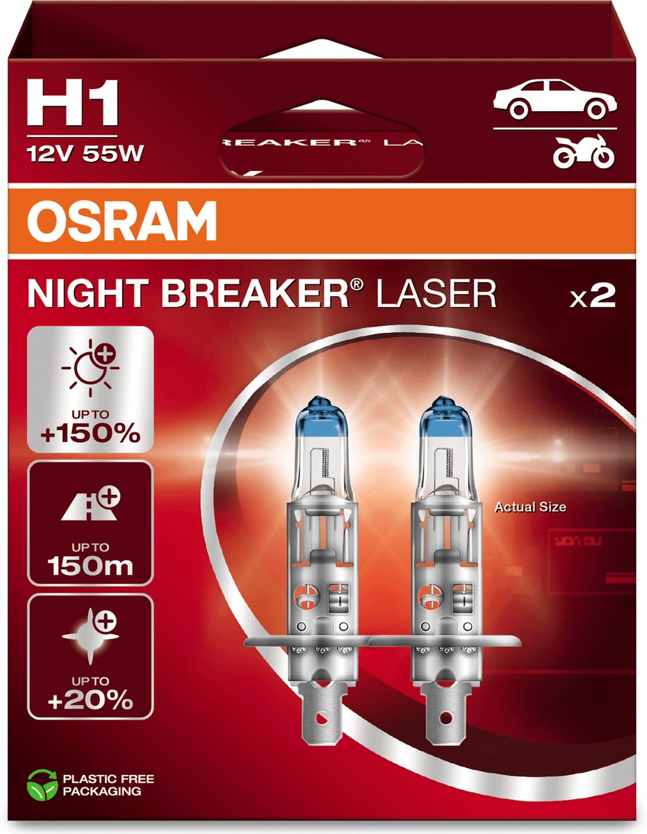 Osram Automotive 64150NL-2HB Halogenlampa Night Breaker® Laser Next Generation H1 55 W 12 V