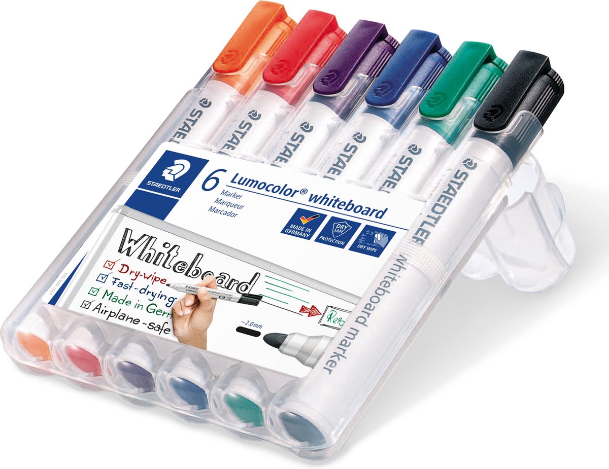 Staedtler Lumocolor 351 351 WP6 Whiteboardmarker Röd, Blå, Grön, Svart, Orange, Violett 6 st
