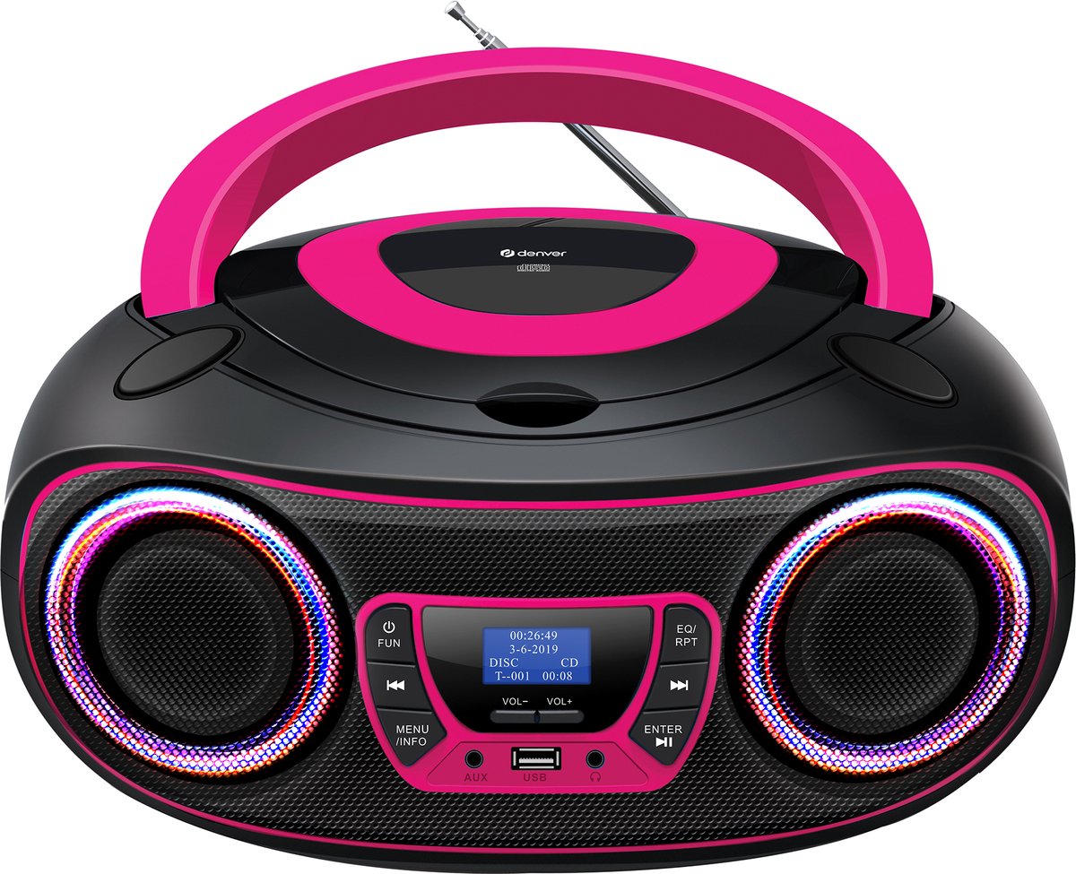 CD-radio Denver TDB-212P DAB+, DAB, FM Svart, Rosa