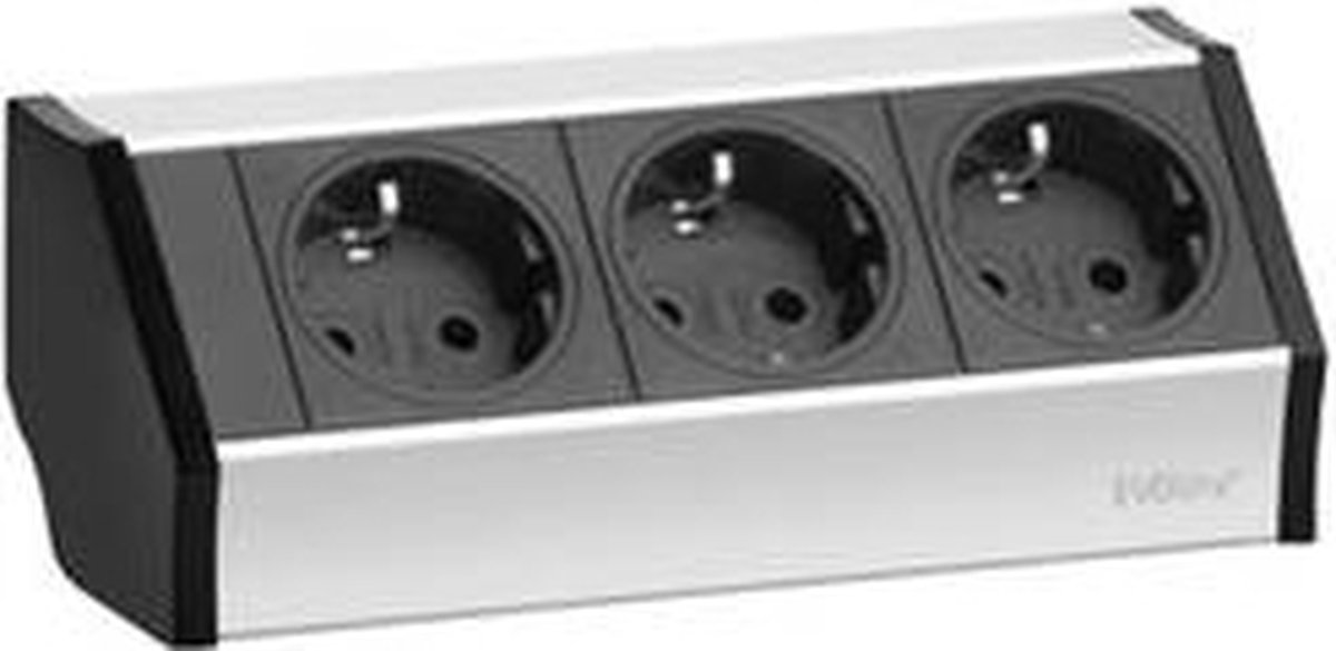 EVOline 159360001300 Grenuttag 3x Svart, Silver Skyddskontakt 1 st