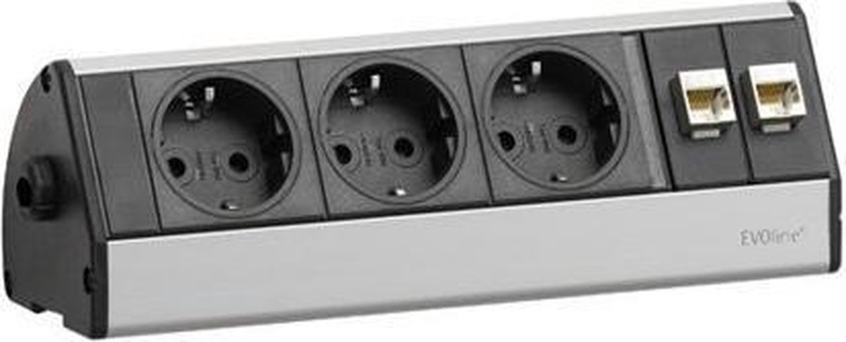 EVOline 103317 Grenuttag 3x Svart, Silver Skyddskontakt 1 st