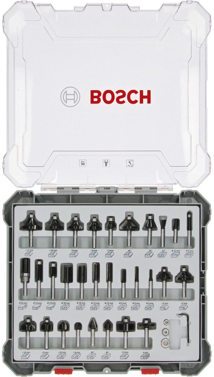 Bosch Accessories 2607017474 Fräs-set, 6-mm-skaft, 30-delars N/A