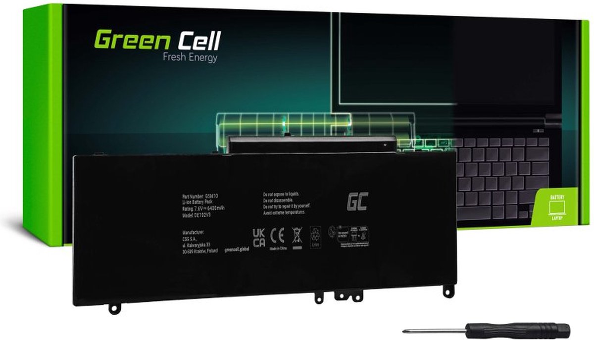 Green Cell Laptop batteri GC-DE102V3 7.6 V 6200 mAh Dell