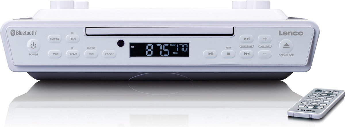Lenco KCR-150WH Köksradio FM Bluetooth, CD inkl. fjärrkontroll, Väckningsfunktion Vit