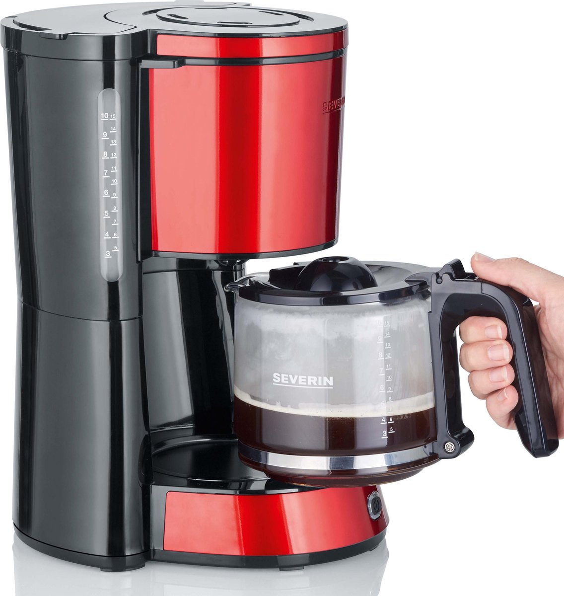 Severin KA 4817 Kaffebryggare Röd (metallic), Svart Kapacitet Koppar=10