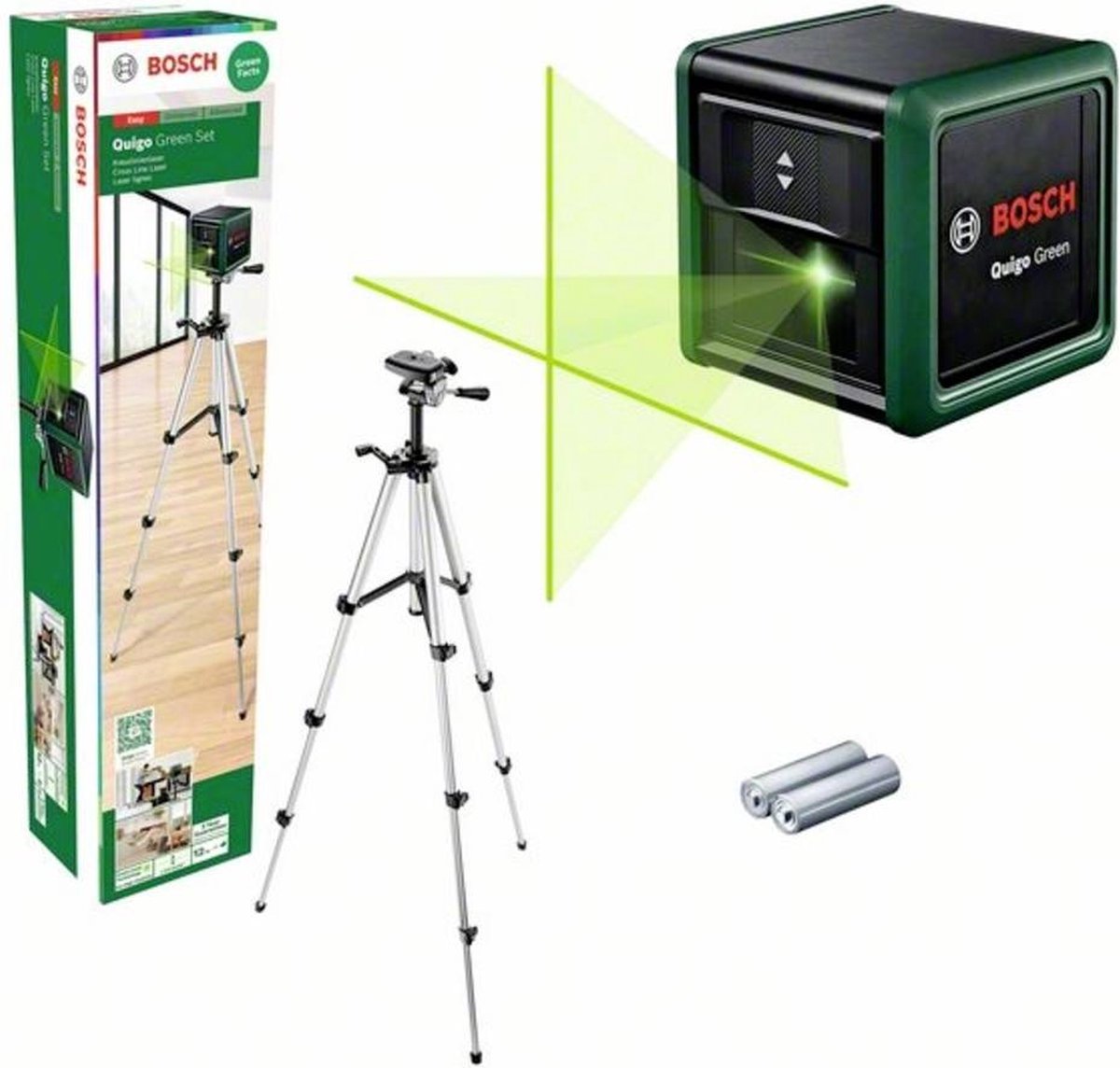 Bosch Home and Garden Quigo Green Set Korslinjelaser grön laser Räckvidd (max.): 12 m