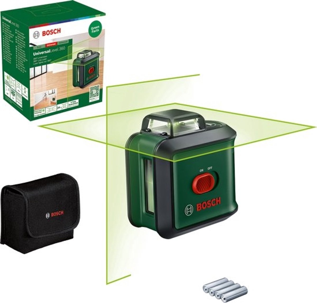 Bosch Home and Garden UniversalLevel 360 Korslinjelaser grön laser Räckvidd (max.): 24 m
