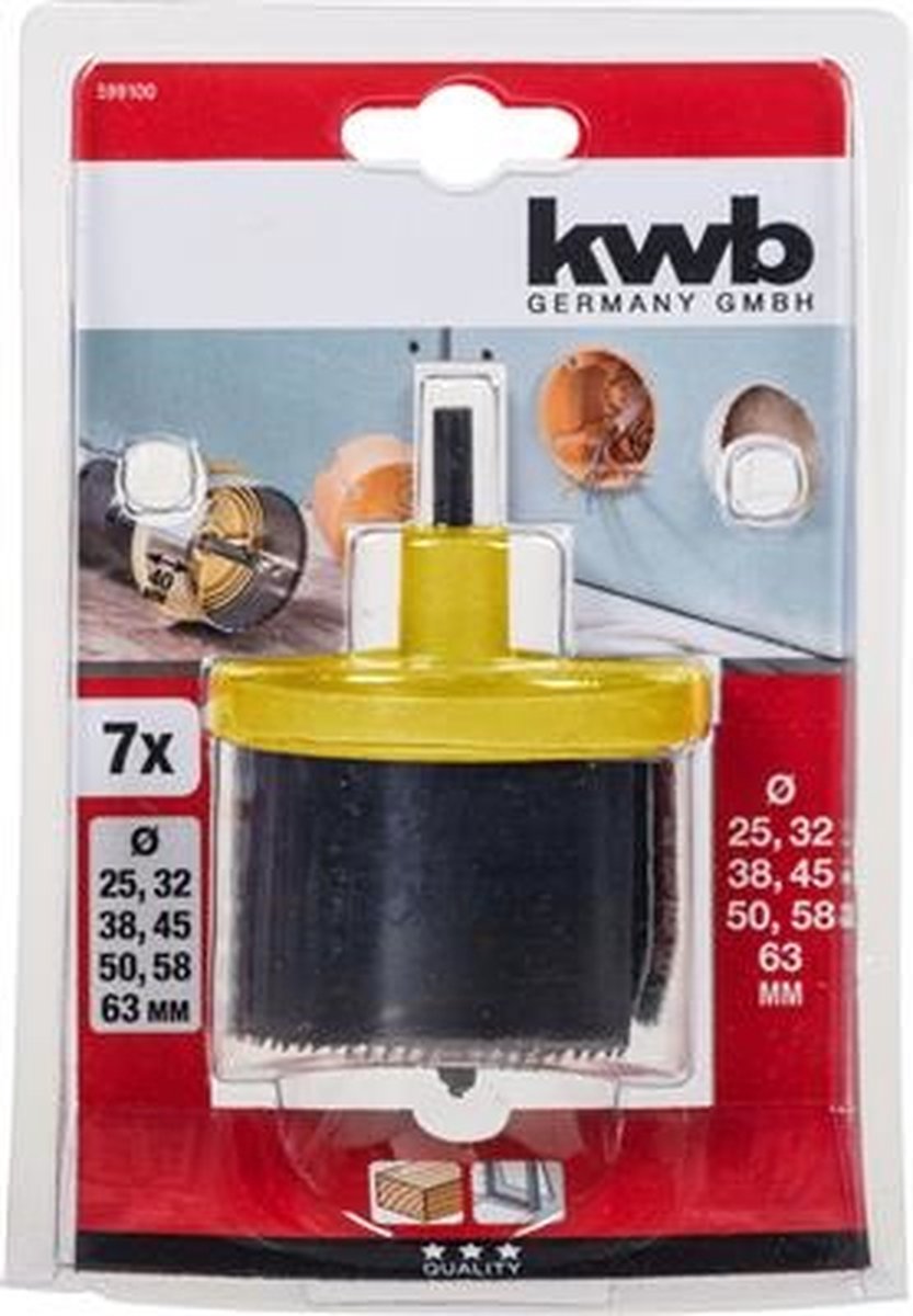 kwb 599100 Hålsåg 7 delar 25 mm, 32 mm, 38 mm, 45 mm, 50 mm, 58 mm, 63 mm 1 st