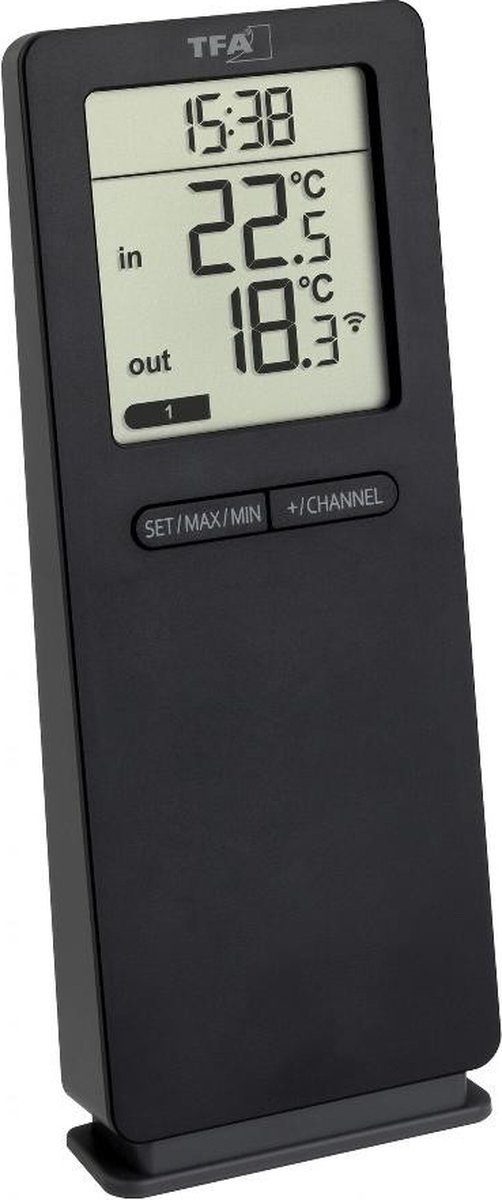 TFA Dostmann Funk-Thermometer LOGOneo Trådlös digital termometer Svart 30.3071.01