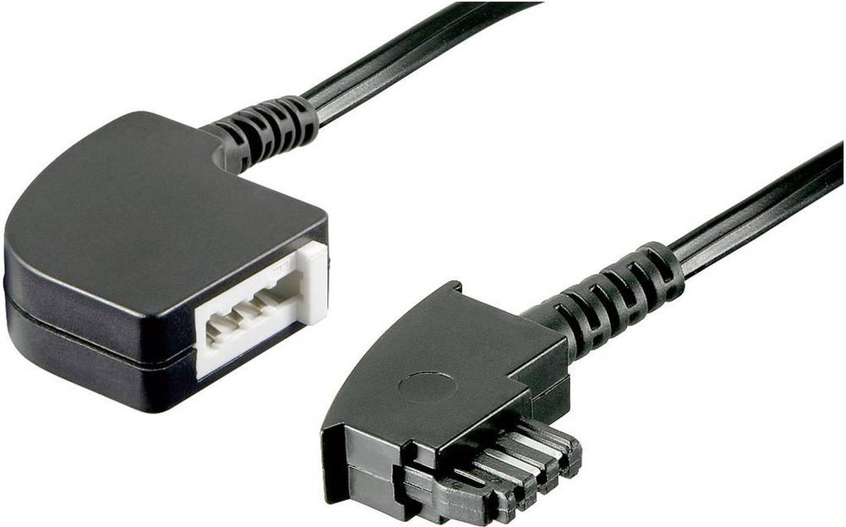 Basetech Telefon Förlängningskabel [1x TAE-F-stiftdon - 1x TAE-F-koppling] 6.00 m Svart