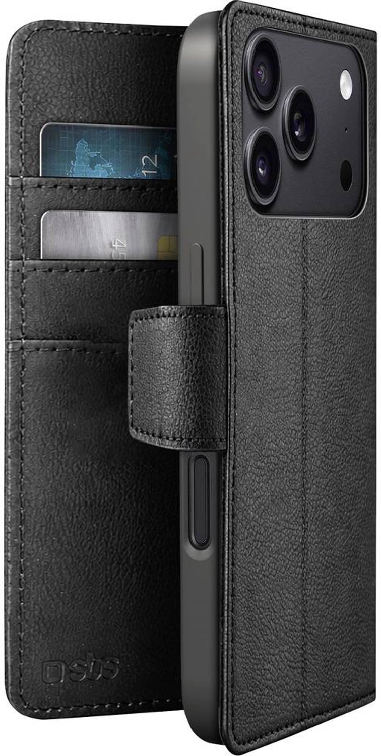 sbs mobile Wallet Classic Booklet Apple iPhone 18 Pro Max, iPhone 17 Pro Max Svart TEWALCLIP1869