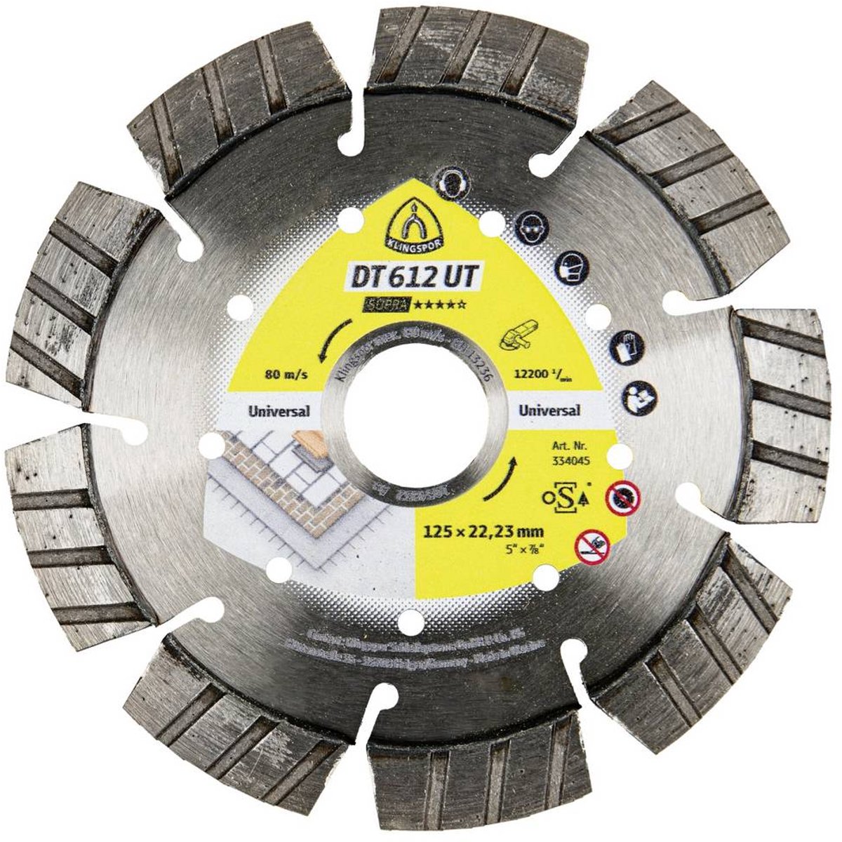 Klingspor 334045 DT 612 UT Supra Diamantkapskiva Diameter 125 mm 1 st