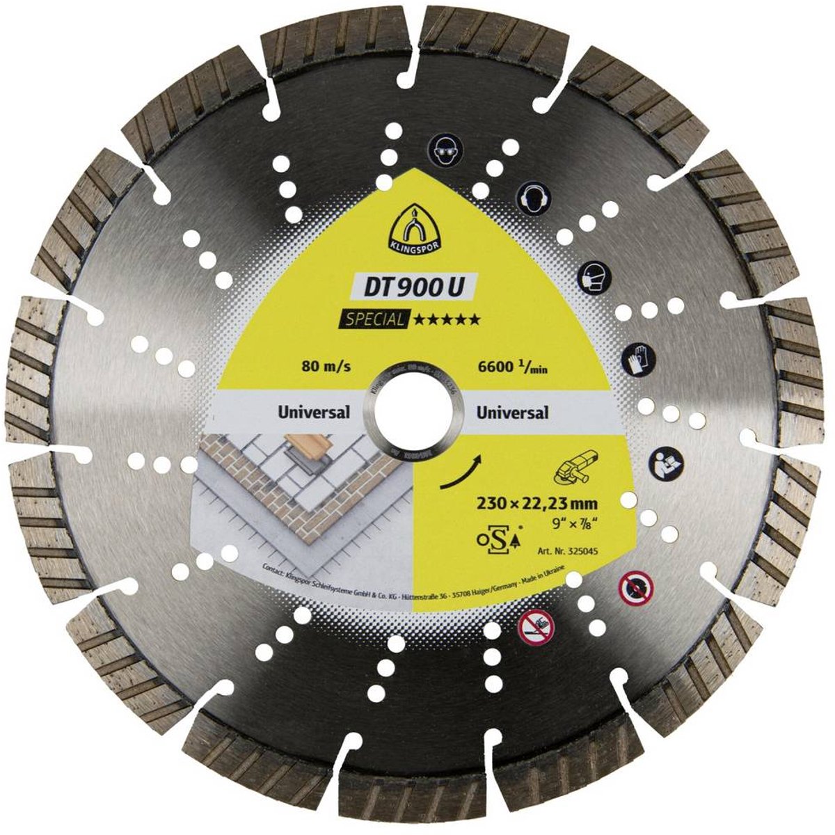 Klingspor 325045 DT 900 U Special Diamantkapskiva Diameter 230 mm 1 st