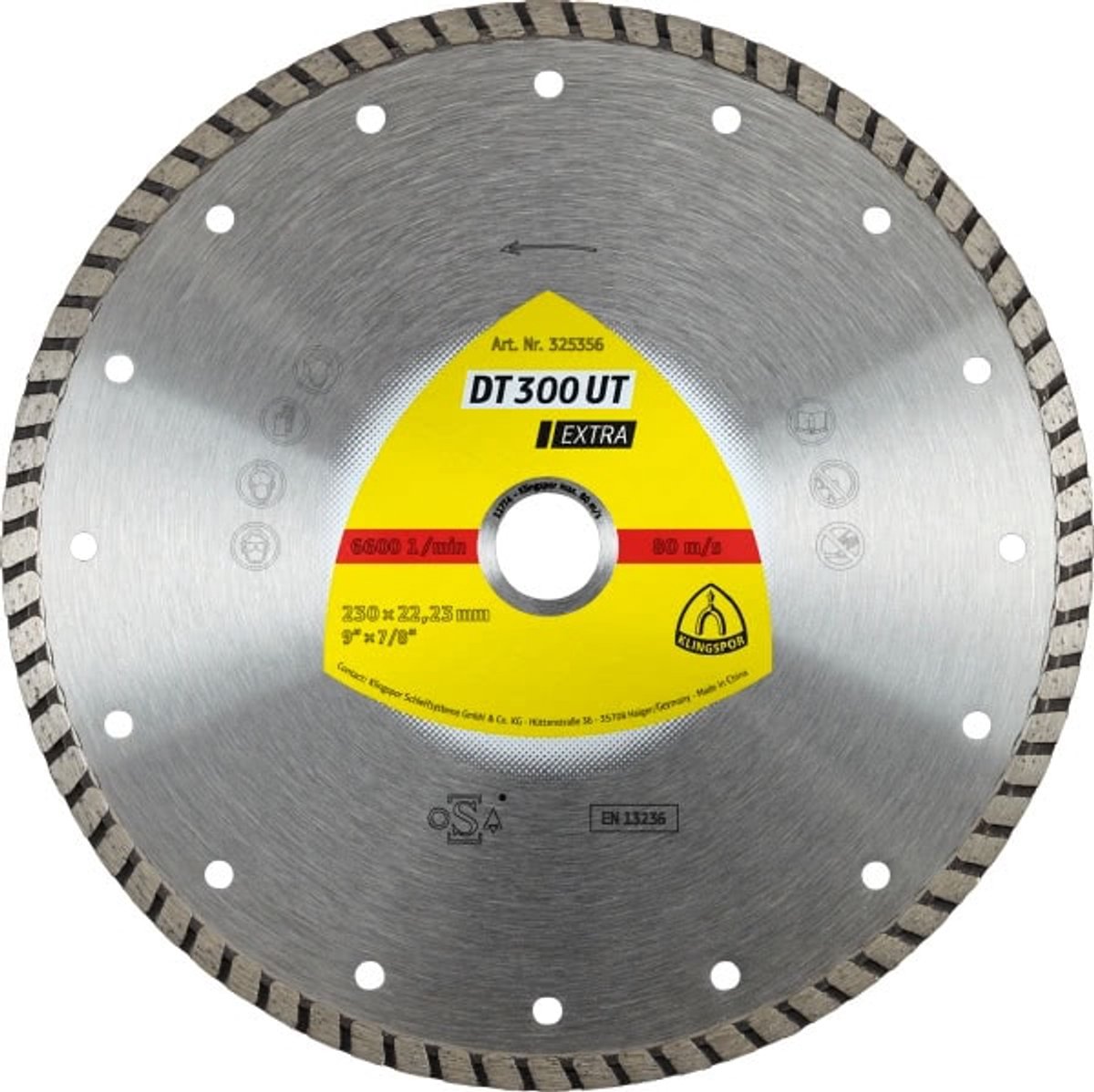 Klingspor 325356 DT 300 UT Extra Diamantkapskiva Diameter 230 mm 1 st