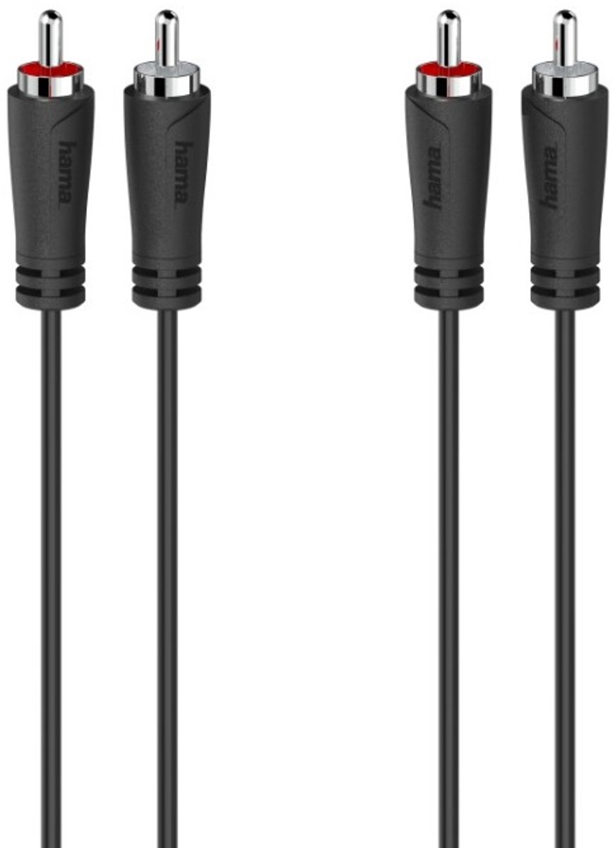 Hama 00205258 RCA Audio Anslutningskabel [2x RCA-hane - 2x RCA-hane] 3 m Svart
