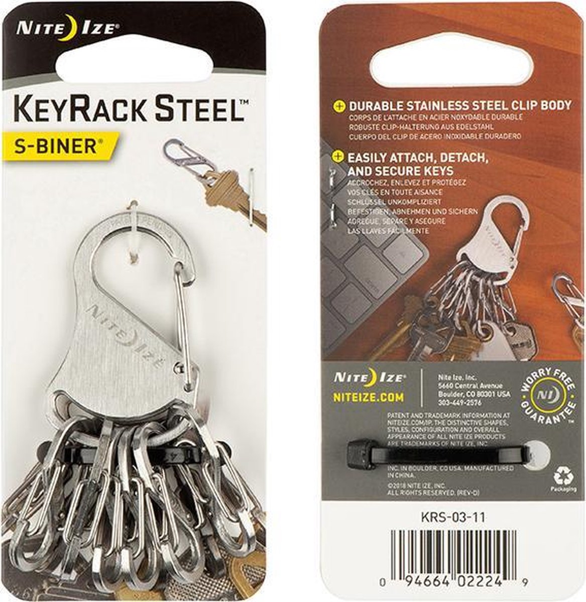 NITE Ize Nyckelkarbinhake NI-KRS-03-11 KeyRack 6 S-Biner Silver 1 st