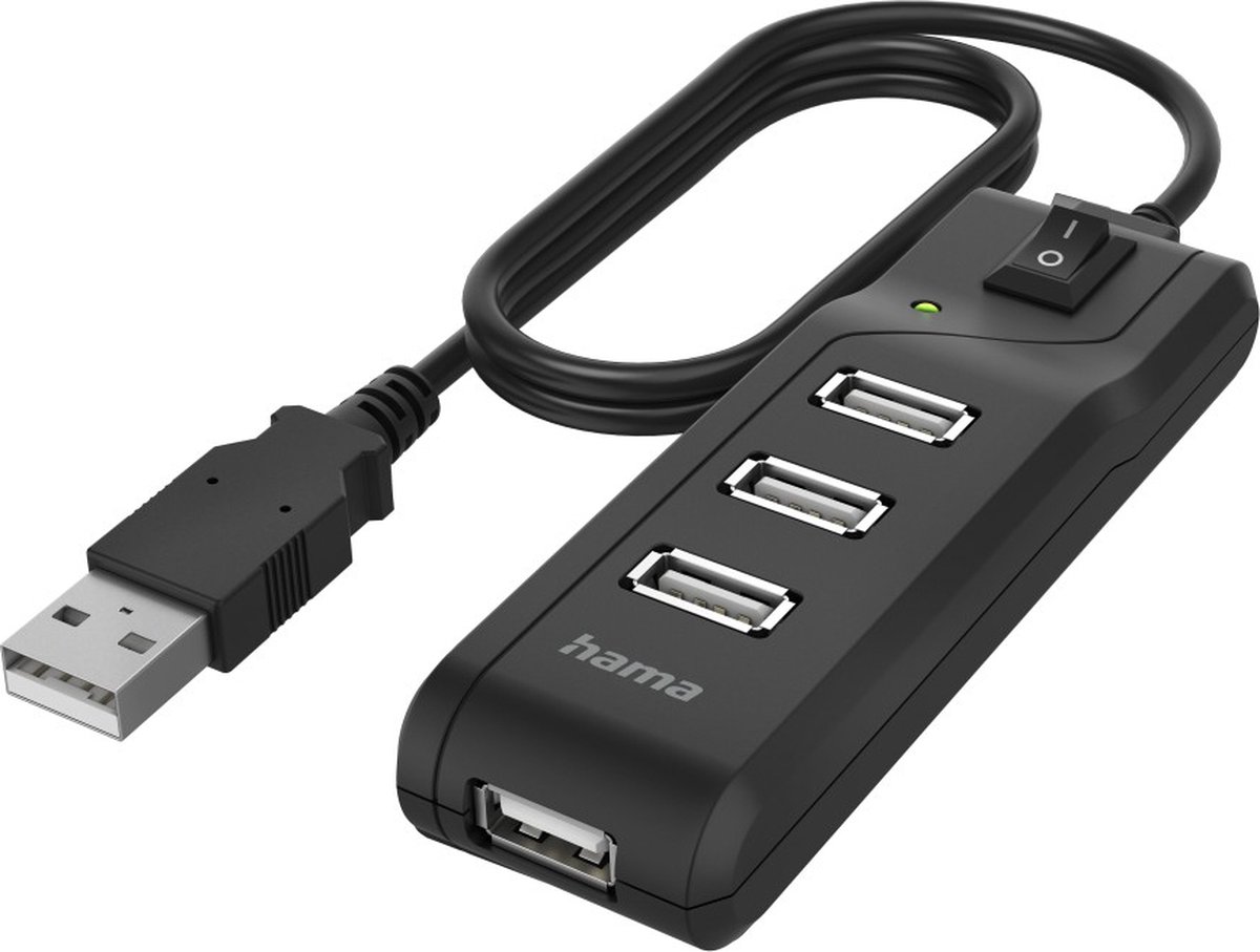 Hama 00200118 USB-hubb 4 Port USB-A USB 2.0 480 MBit/s Svart