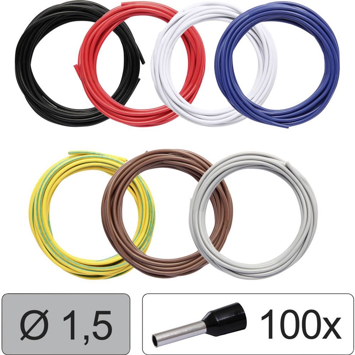Quadrios 25CW116 Enkelledare LiFY 1.5 mm² Svart, Röd, Vit, Blå, Gulgrön, Brun, Grå 1 set