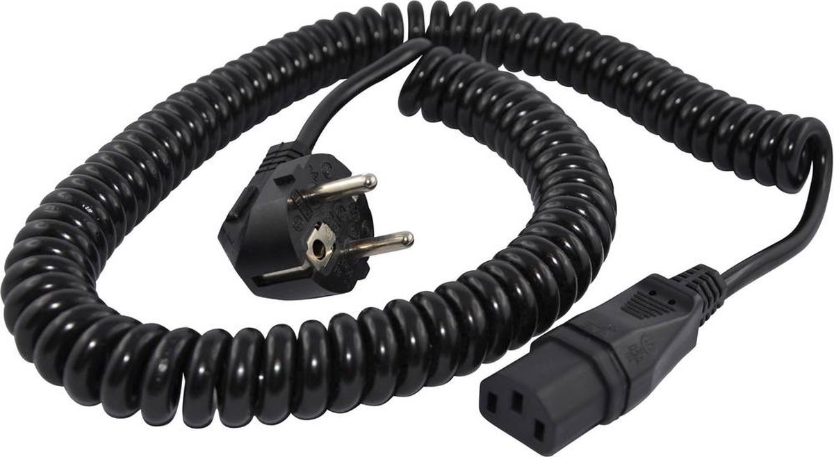 HAWA R6504 IEC Anslutningskabel Svart 3.8 m Spiralkabel