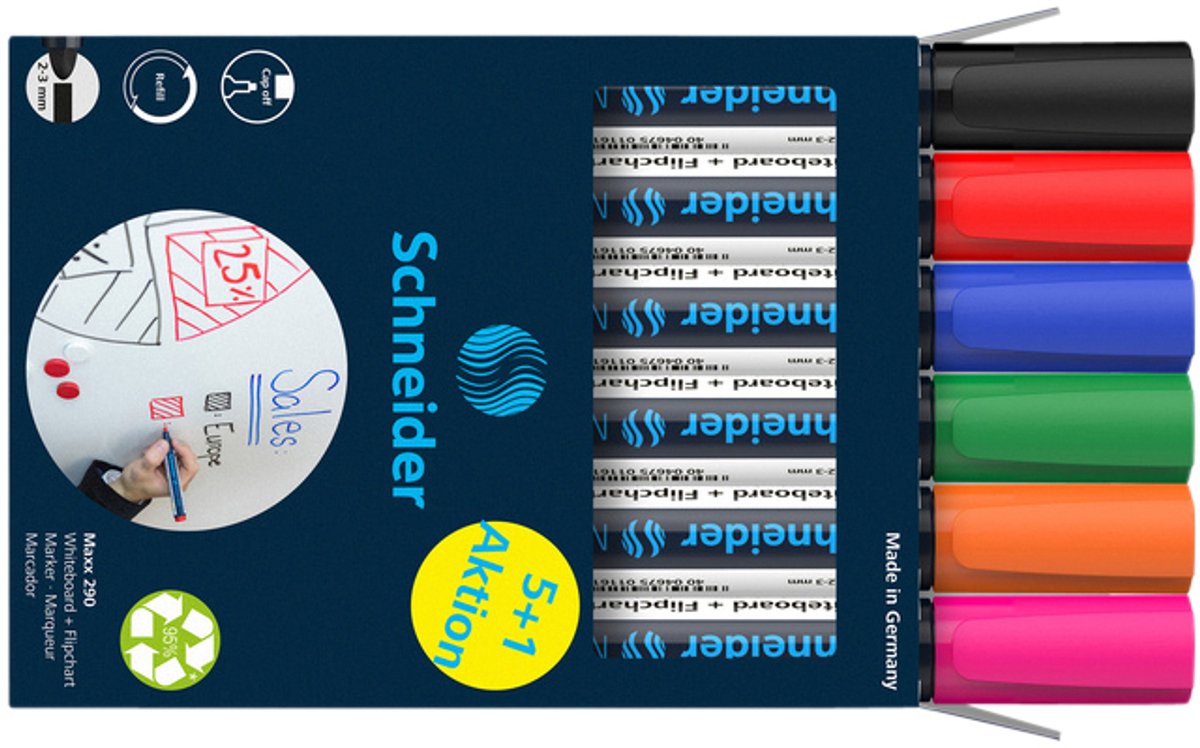 Schneider Schreibgeräte Whiteboard-Marker Maxx 290 6er Set sortiert, 5+1 Aktion 129096 Whiteboardmarker 6 st