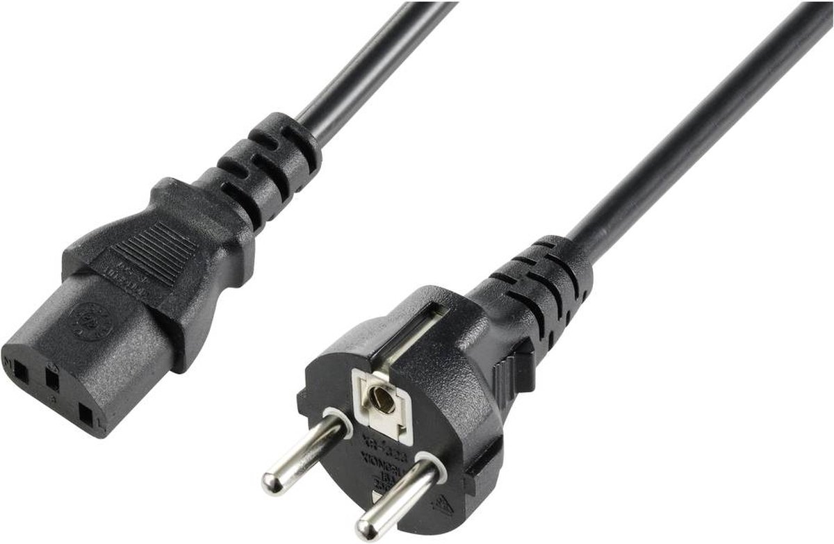 Sygonix SY-5243880 IEC Anslutningskabel Svart 2.50 m Spiralkabel