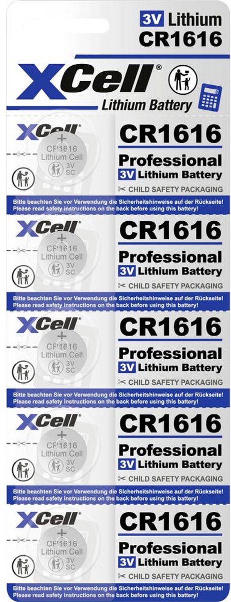 XCell Knappcell CR 1616 3 V 5 st 50 Litium CR1616-B5