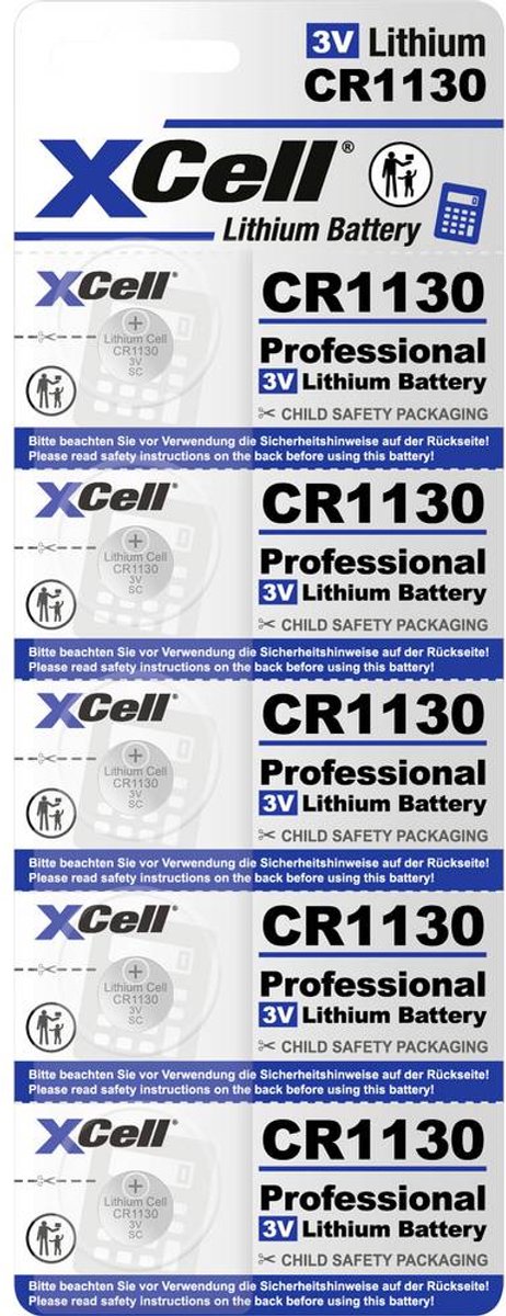XCell Knappcell CR 1130 3 V 5 st 48 Litium CR1130-B5
