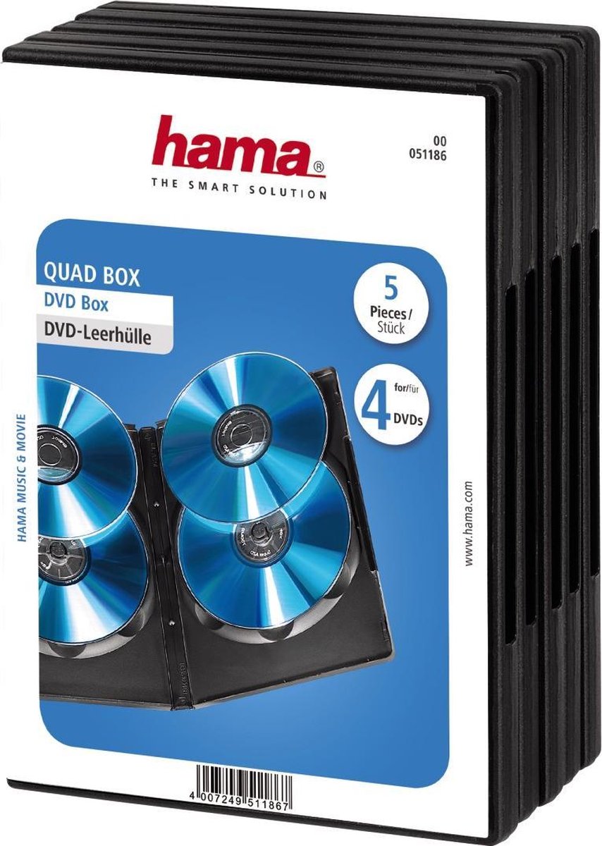 Hama DVD-fodral 00051186 4 CD/DVD/Blu-ray-skivor Svart Polypropylen 5 st