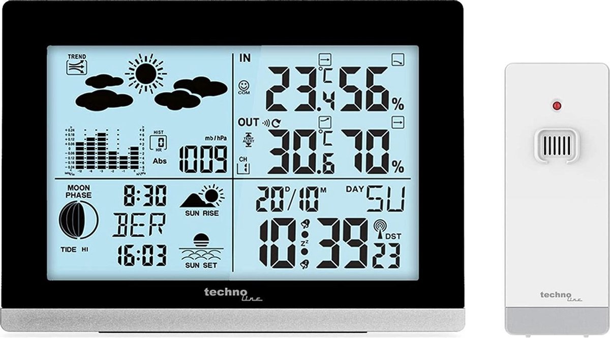Techno Line WS 6762 WS 6762 Trådlös digital väderstation Antal max. sensorer 3