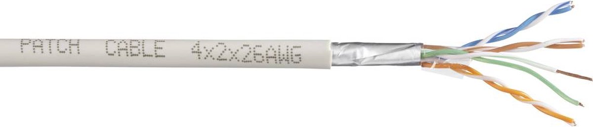TRU COMPONENTS Nätverkskabel CAT 6 SF/UTP 4 x 2 x 0.27 mm² Vit 50 m