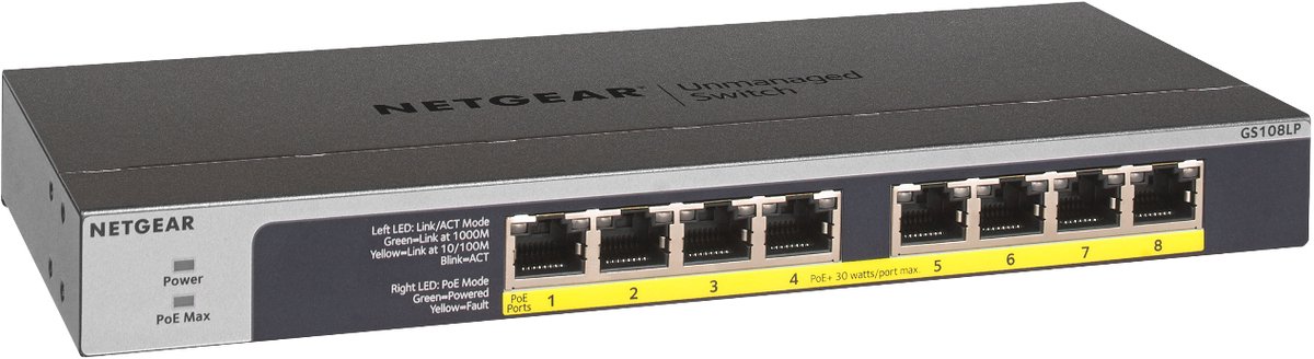 NETGEAR GS108LP-100EUS GS108LP-100EUS Switch RJ45 8 Port PoE-funktion