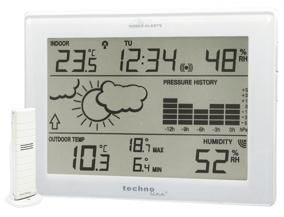 Techno Line Mobile Alerts MA 10410 Mobile Alerts MA 10410 Trådlös digital väderstation Antal max. sensorer 1