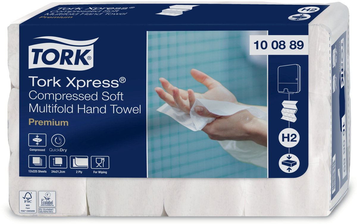 TORK 100889 Xpress Multifold Pappershanddukar Vit 12 st