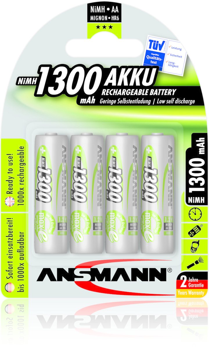 Ansmann maxE HR06 Laddbart batteri AA (R6) NiMH 1300 mAh 1.2 V 4 st