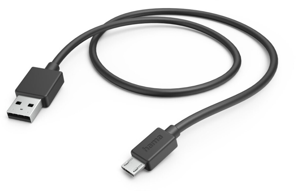 Hama USB-laddningskabel USB 2.0 USB-A kontakt, USB-Micro-B-kontakt 1.00 m Svart PVC-mantel 00201584