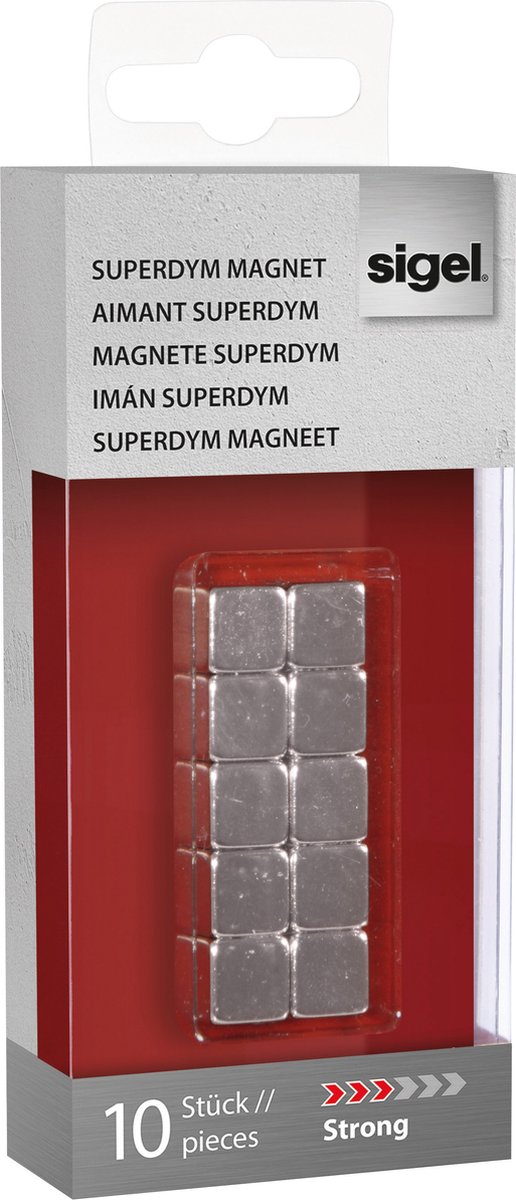 Sigel Neodymmagnet C5 Strong (B x H x D) 10 x 10 x 10 mm Tärning Silver 10 st BA193