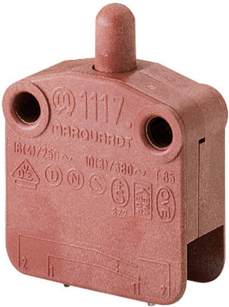 Marquardt 01117.0106-01 1117.0101 Tryckströmställare 400 V/AC 16 A 1x Av/(På) momentan (L x B x H) 30 x 13 x 39.2 mm IP40 1 st