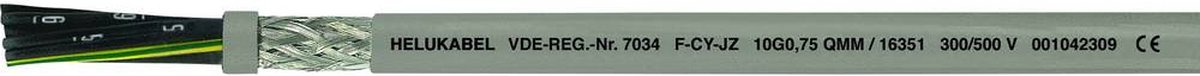 HELU F-CY-JZ Styrledning 12 G 1 mm² Grå 16378 Metervara