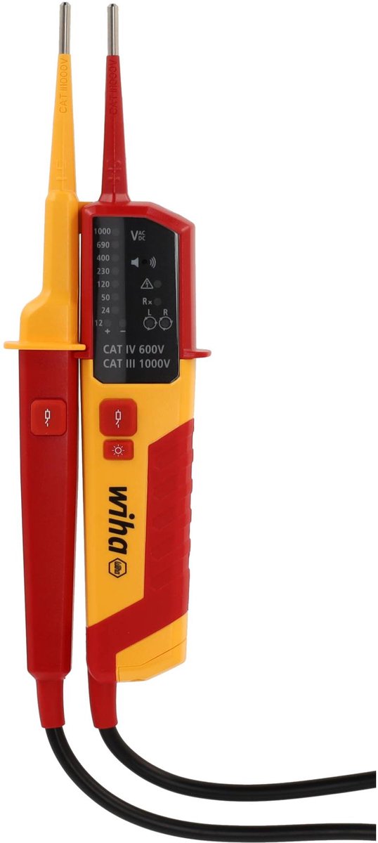 Wiha 45216 Spännings- och förbindelseprovare CAT III 1000 V, CAT IV 600 V LED, Akustik
