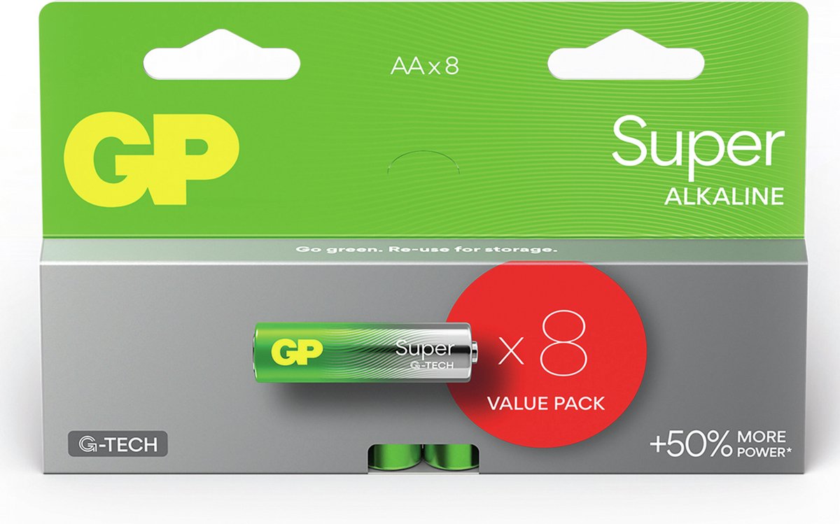GP Super Batteri AA (R6) Alkaliskt 1.5 V 8 st