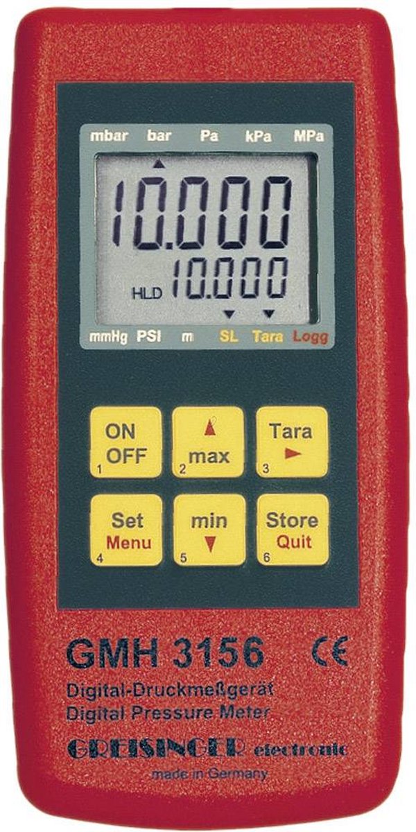 Greisinger GMH 3156 Tryckmätare Lufttryck, Vätskor 2.5 - 400 bar med datalogger