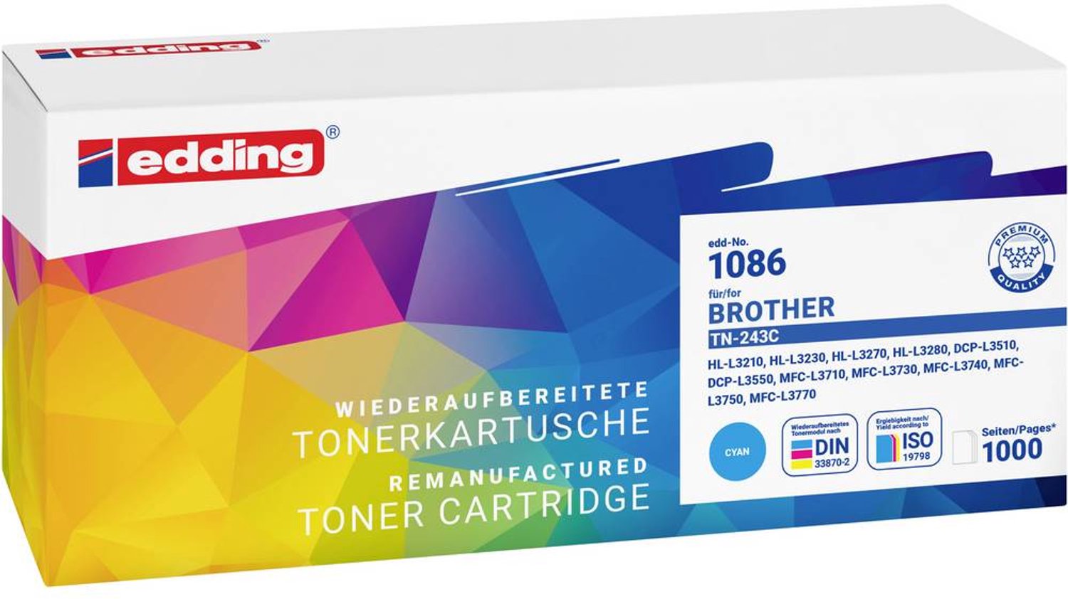 Edding Toner Ersätter Brother TN-243C Kompatibel Cyan 1000 sidor EDD-1086 18-1086