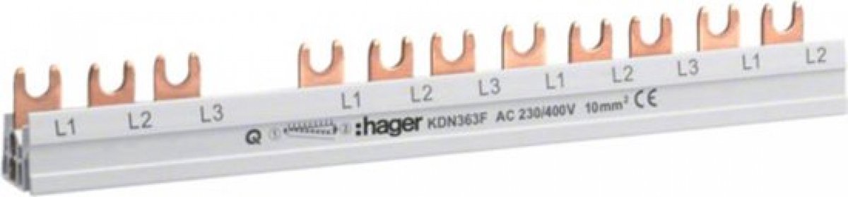 Hager KDN363F HAGER KDN36 3F kopplingsplint Phase busbar Flerfärgad 3-polig 63 A 1 st