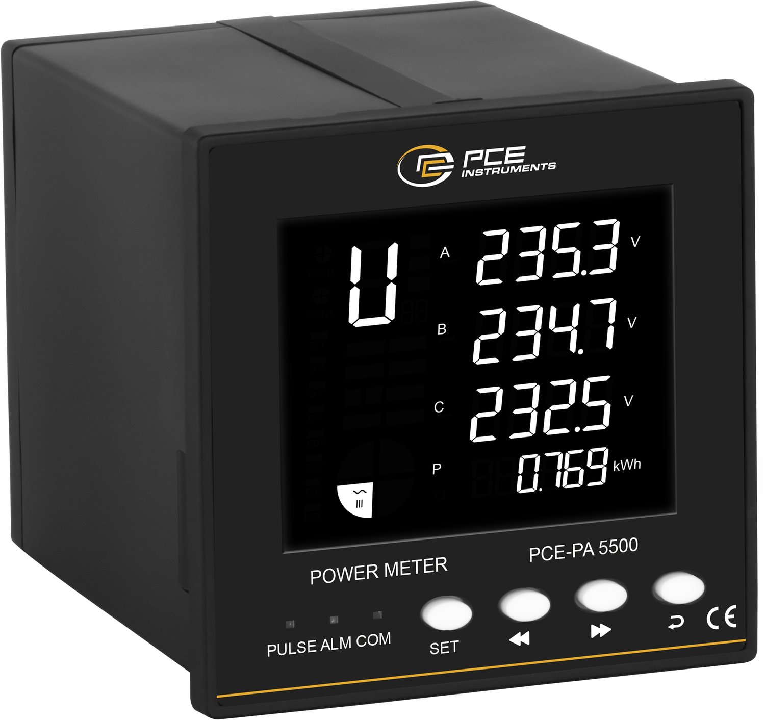 PCE Instruments Power Analyzer Nätverksanalysator 3-polig, 1-polig Energimätningar, Grafisk display