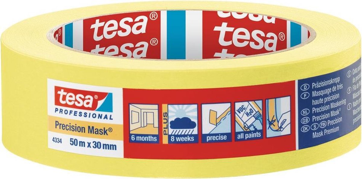 tesa PRECISION 04334-00002-00 Maskeringstejp Precisionskrepp® Gul (L x B) 50 m x 30 mm 1 st