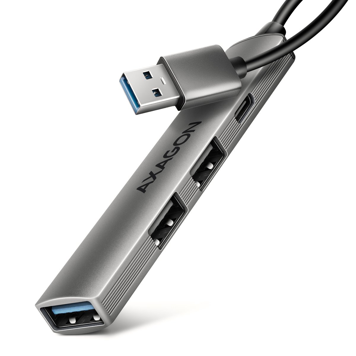 AXAGON HUE-STA USB-hubb 4 Port USB-C®, USB-A 5 GBit/s Aluminiumhölje Grå