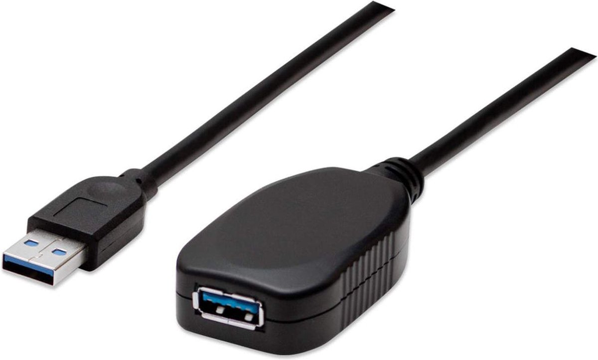 Manhattan USB-kabel USB 3.2 Gen1 USB-A kontakt, USB-A uttag 5.00 m Svart 150712